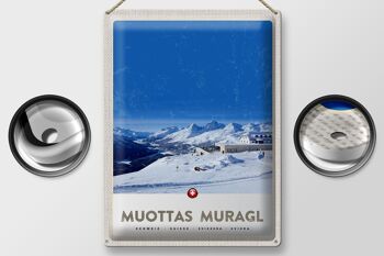 Signe en étain voyage 30x40cm Muottas Murgal suisse montagnes neige 2