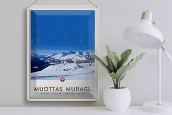 Signe en étain voyage 30x40cm Muottas Murgal suisse montagnes neige 3