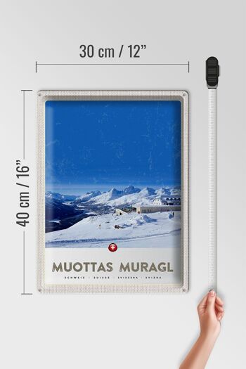 Signe en étain voyage 30x40cm Muottas Murgal suisse montagnes neige 4