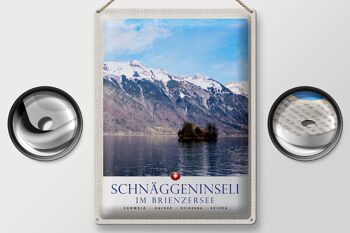 Plaque en tôle Voyage 30x40cm Schnäggeninsel à Brienzeresee Suisse 2