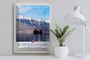 Plaque en tôle Voyage 30x40cm Schnäggeninsel à Brienzeresee Suisse 3