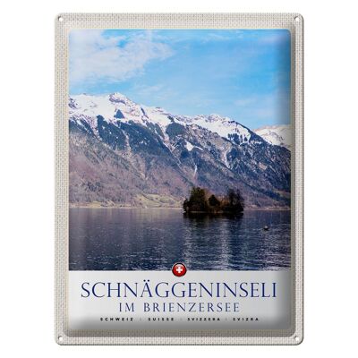 Cartel de chapa viaje 30x40cm Schnäggeninsel en Brienzeresee Suiza