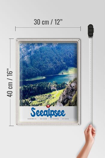 Panneau en étain voyage 30x40cm Seealpsee Suisse Nature Forêts Lac 4