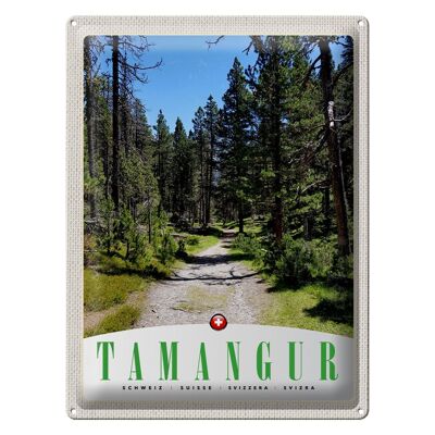 Cartel de chapa de viaje, 30x40cm, Tamangur, Suiza, naturaleza, bosque, árboles
