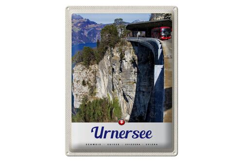 Blechschild Reise 30x40cm Urnersee Schweiz Bus Gebirge Natur