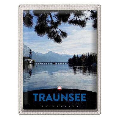 Cartel de chapa Travel 30x40cm Traunsee Austria Naturaleza Montañas