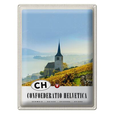 Cartel de chapa de viaje 30x40cm Confoederatio Helvetica Sauce de la Iglesia