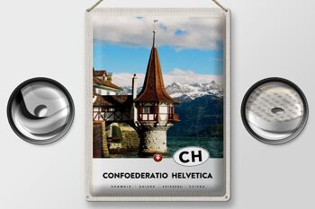 Plaque en tôle voyage 30x40cm Château d'eau Confoederatio Helvetica 2