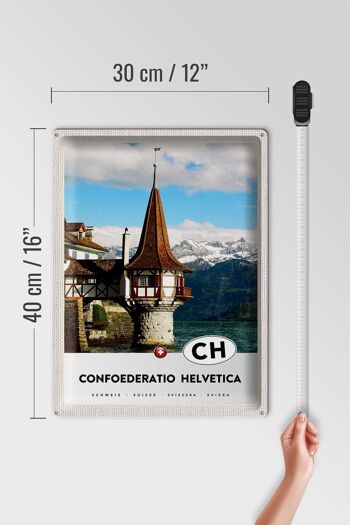 Plaque en tôle voyage 30x40cm Château d'eau Confoederatio Helvetica 4