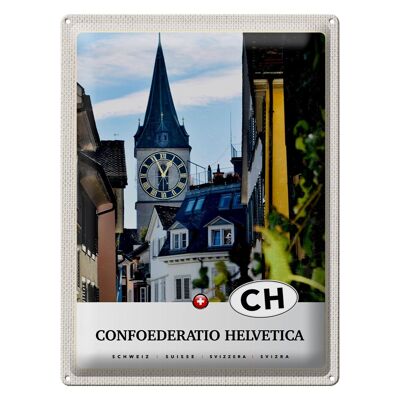 Cartel de chapa viaje 30x40cm Confoederatio Helvetica ciudad vacaciones