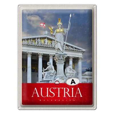 Blechschild Reise 30x40cm Österreich Skulptur weiß Gold Urlaub