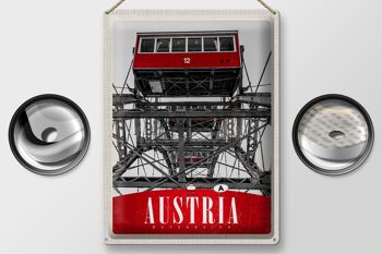 Plaque en tôle voyage 30x40cm Autriche gondoles vue rouge vacances 2