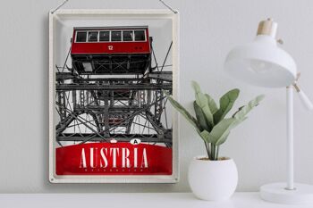 Plaque en tôle voyage 30x40cm Autriche gondoles vue rouge vacances 3