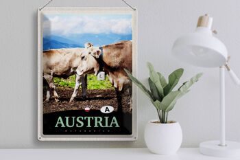 Signe en étain voyage 30x40cm, Autriche vaches pâturage Nature 3