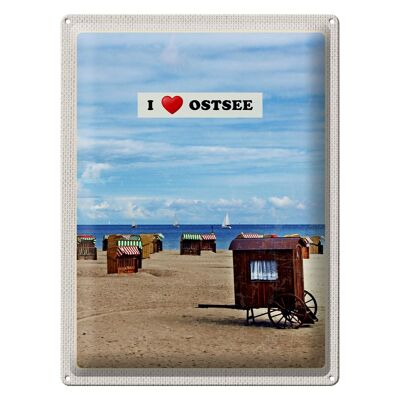 Cartel de chapa de viaje, 30x40cm, playa del Mar Báltico, costa, arena