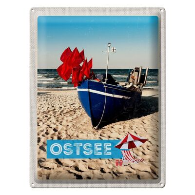 Cartel de chapa de viaje, 30x40cm, mar Báltico, playa, barco, arena de mar, vacaciones