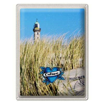 Tin sign travel 30x40cm Baltic Sea beach sand lighthouse holiday