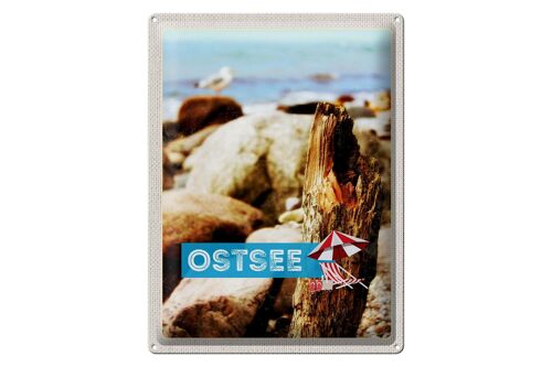 Blechschild Reise 30x40cm Ostsee Strand Steine Natur Meer Urlaub