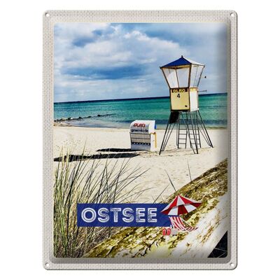 Blechschild Reise 30x40cm Ostsee Strand Rettungsschwimmer Urlaub