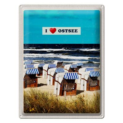 Blechschild Reise 30x40cm Ostsee Strandkörbe Meer Strand Natur