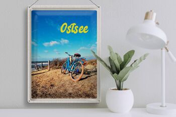 Signe en étain voyage 30x40cm, tour en vélo de la mer baltique, vélo de plage 3