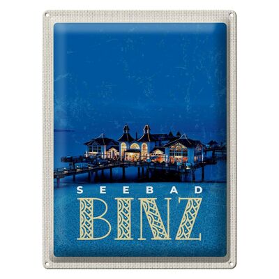 Cartel de chapa viaje 30x40cm Binz balneario casa mar noche vacaciones
