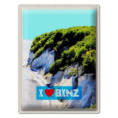 Blechschild Reise 30x40cm Binz Deutschland Natur Strand Wälder