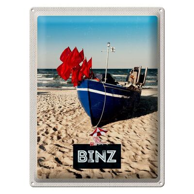 Targa in metallo da viaggio 30x40 cm Binz Beach Germania Mare Vacanza