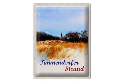 Blechschild Reise 30x40cm Timmendorfer Strand Leuchtturm rot