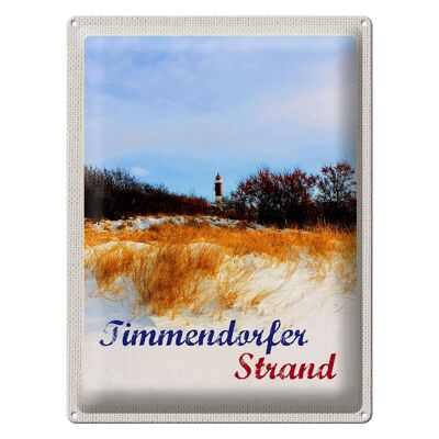 Blechschild Reise 30x40cm Timmendorfer Strand Leuchtturm rot