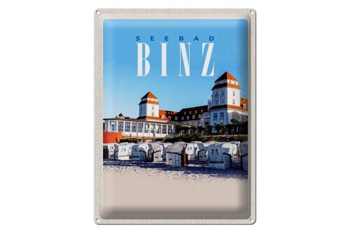 Blechschild Reise 30x40cm Seebad Binz Strandkörbe Strand Urlaub