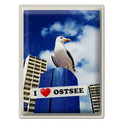 Tin sign travel 30x40cm Baltic Sea seagulls skyscraper beach holiday