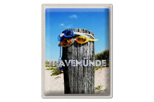 Blechschild Reise 30x40cm Travemünde Schwimmbrille Schnuller