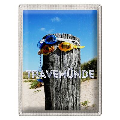 Cartel de chapa de viaje 30x40cm Travemünde gafas de natación chupete