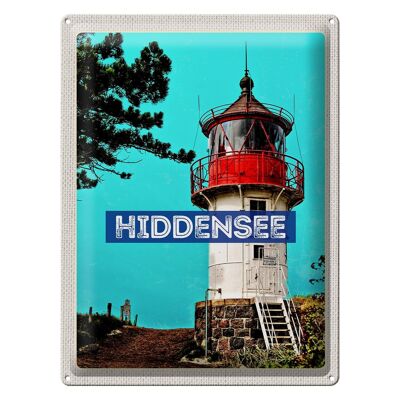 Tin sign travel 30x40cm Hiddensee lighthouse beach sea