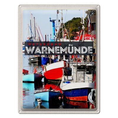 Blechschild Reise 30x40cm Warnemünde Ostseebad Schiffe Boot Meer