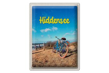 Panneau en étain voyage 30x40cm, Hiddensee, vélo, plage, vacances en mer 1