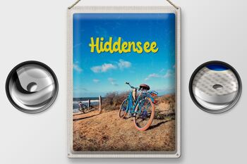 Panneau en étain voyage 30x40cm, Hiddensee, vélo, plage, vacances en mer 2