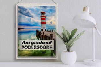 Plaque en tôle voyage 30x40cm Burgenland Podersdorf phare mer 3
