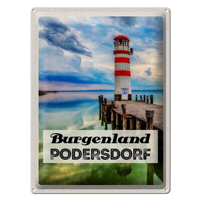 Tin sign travel 30x40cm Burgenland Podersdorf lighthouse sea