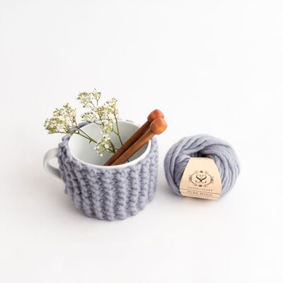 Cup Cosy Mini Knitting Kit - Stormy Grey