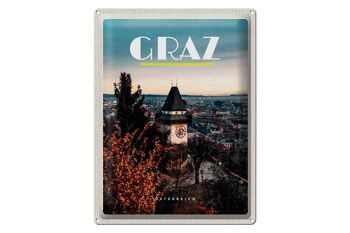 Panneau de voyage en étain, 30x40cm, Graz, autriche, église, vieille ville, vacances 1