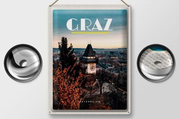 Panneau de voyage en étain, 30x40cm, Graz, autriche, église, vieille ville, vacances 2