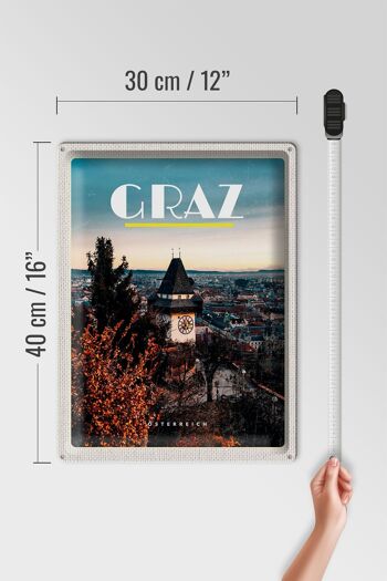 Panneau de voyage en étain, 30x40cm, Graz, autriche, église, vieille ville, vacances 4