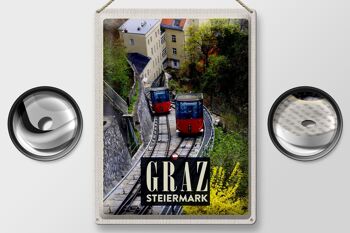Plaque en tôle voyage 30x40cm Graz Styrie gondole nature vacances 2