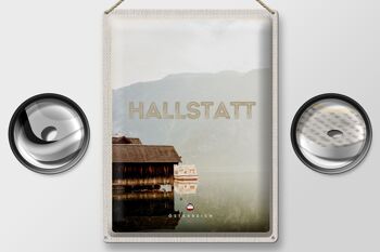 Panneau de voyage en étain, 30x40cm, Hallstatt, autriche, lac, montagnes, bateau 2