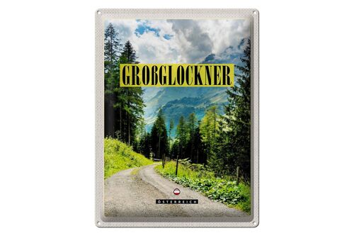 Blechschild Reise 30x40cm Großglockner Berge Schnee Natur Wald