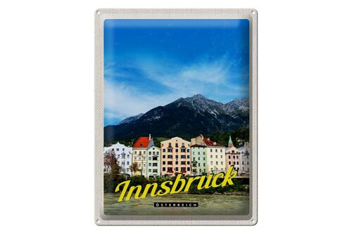 Blechschild Reise 30x40cm Innsbruck Gebirge Natur Aussicht Stadt