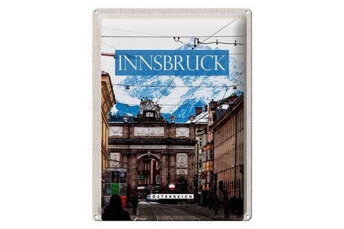 Blechschild Reise 30x40cm Innsbruck Österreich Aussicht Stadt