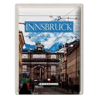 Targa in metallo da viaggio 30x40 cm Innsbruck Austria Vista sulla città